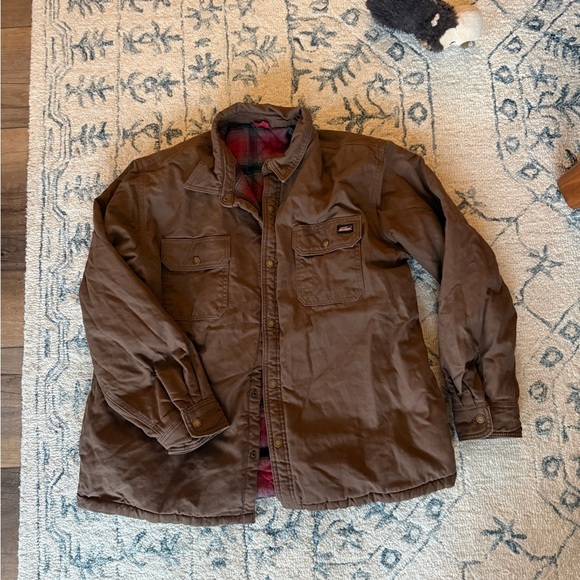 Dickies Other - Dickies Brown Canvas Field Jacket with Red Plaid Lining